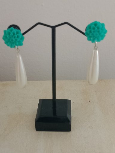 Pendientes Lagrima verde y blanco Pendientes lagrima